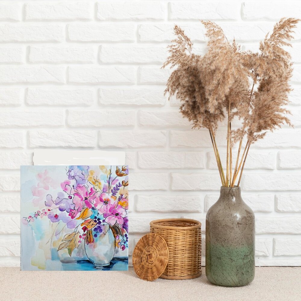Floral Vase Wall Art Contemporary Floral Painting - Picture 4 of 4